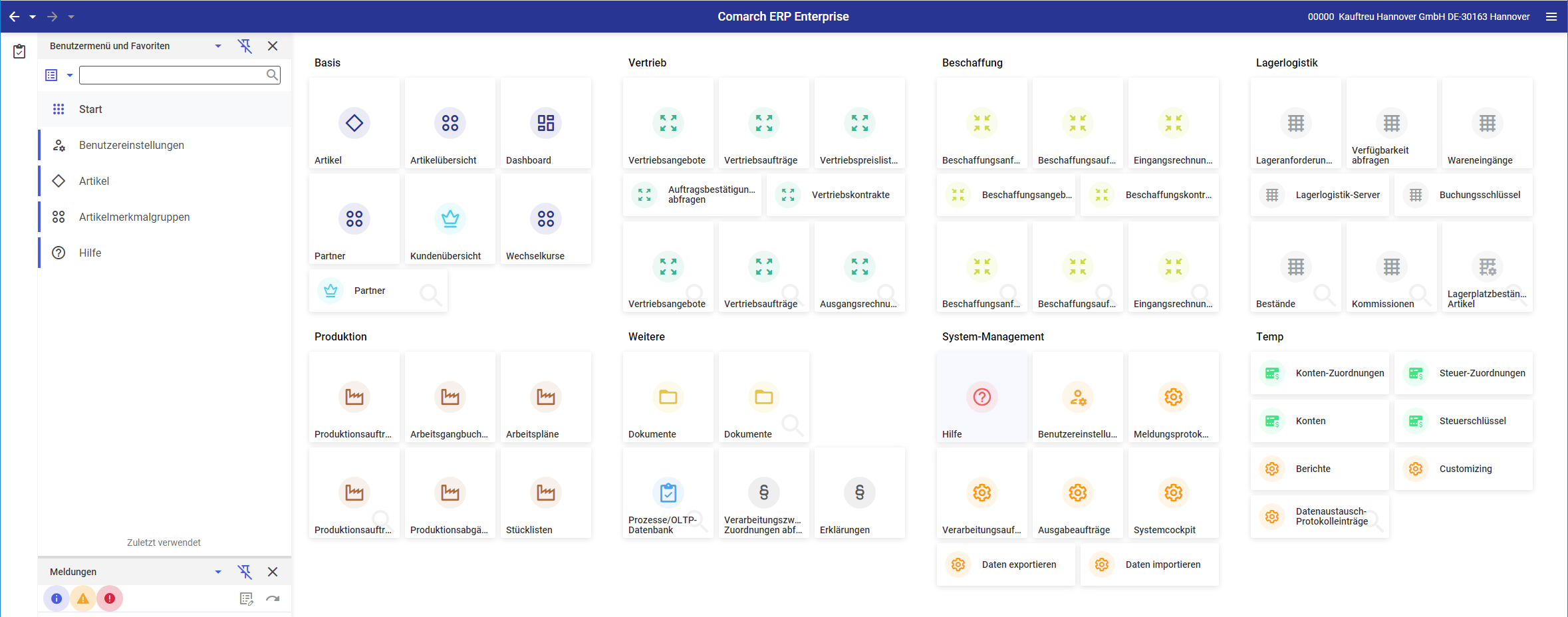 Start Oberfläche Release 6.3.