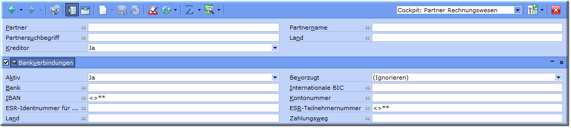 Screen:  Suchfilter für die Prüfung der Bankverbindungen der Debitoren setzen