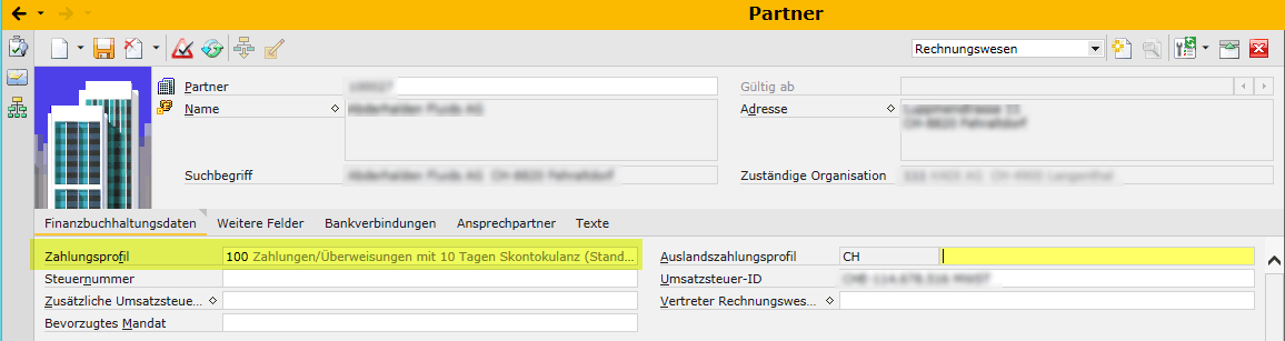 CEE: Partner mit Zahlungsprofil in der Sicht Rechnungswesen.