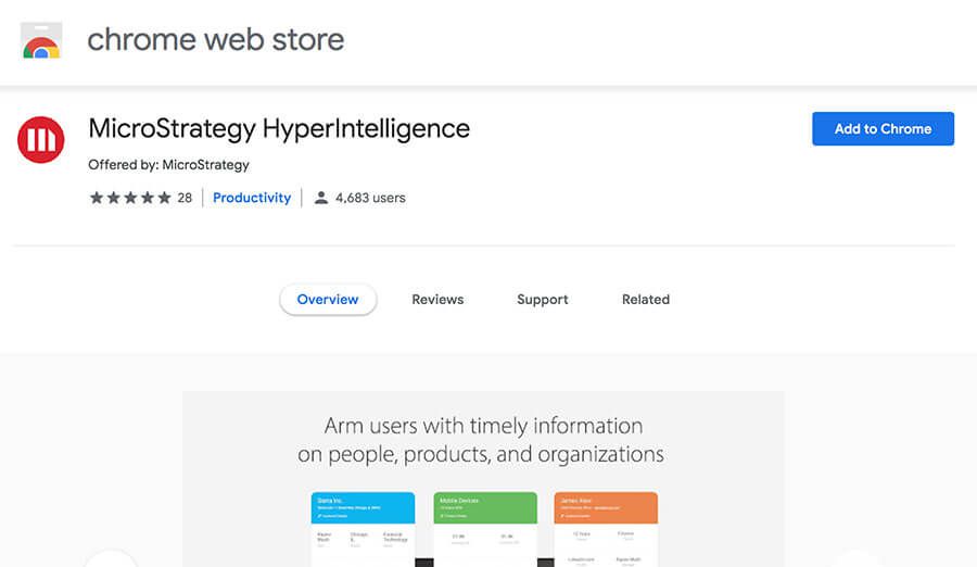 Screen: HyperIntelligence Plugin Chrome Store