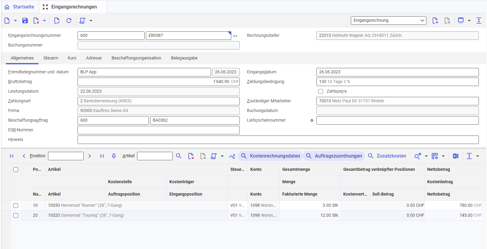 Comarch ERP Eingangsrechnung