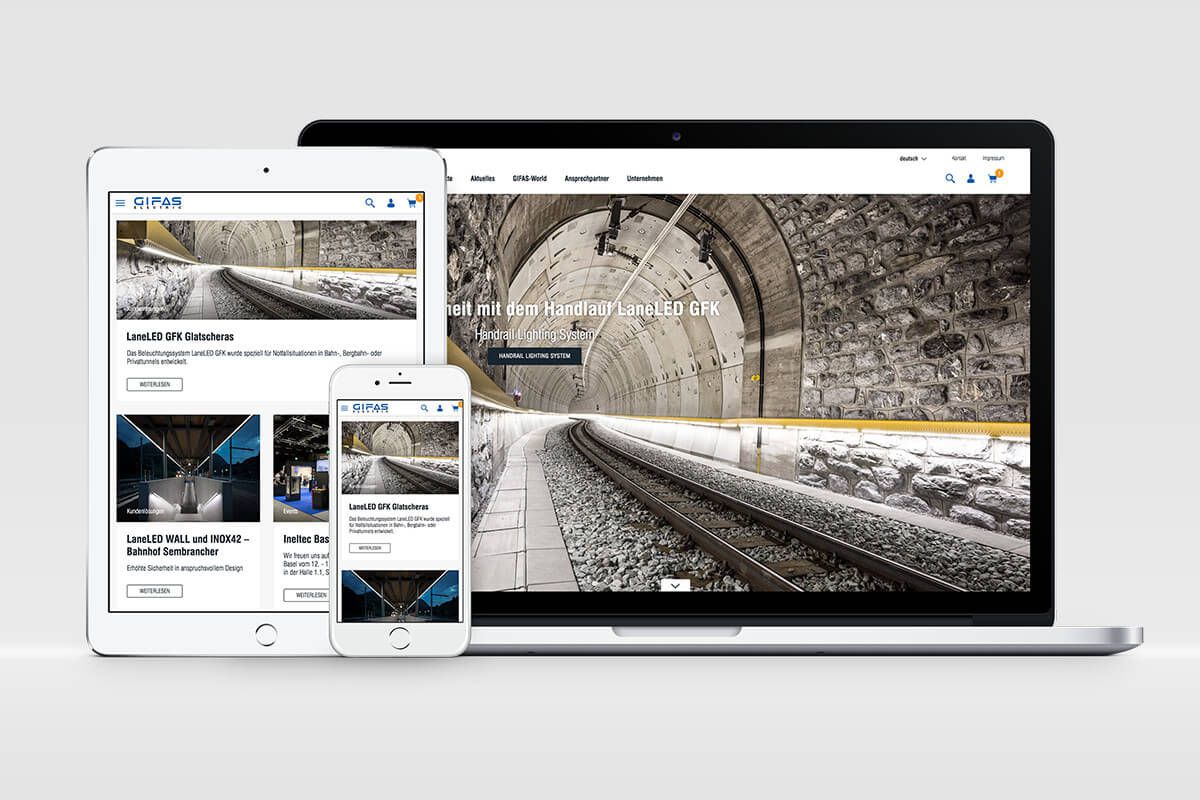 Screens: Website der GIFAS-ELECTRIC auf verschiedenen Geräten