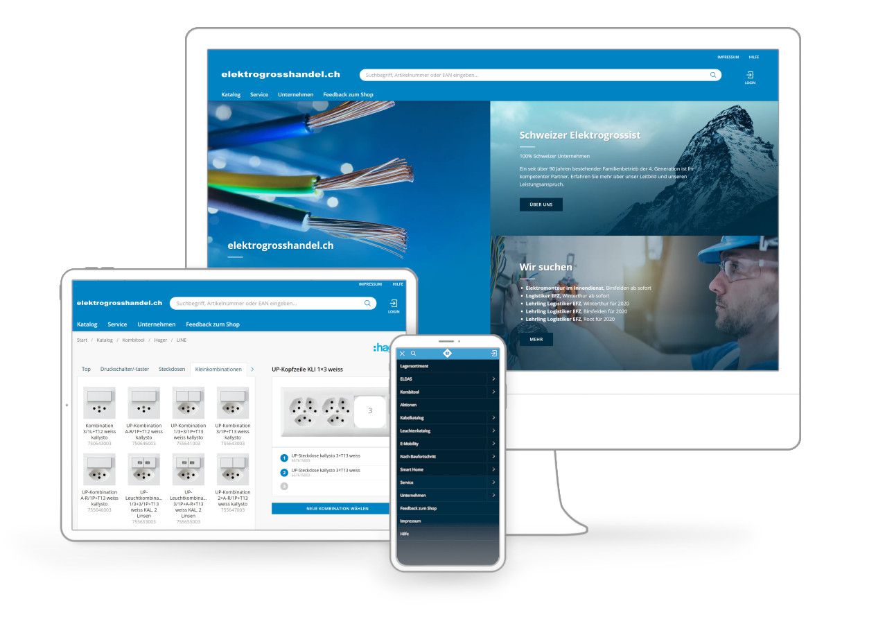 Screens: Neuer E-Shop elektrogrosshandel.ch