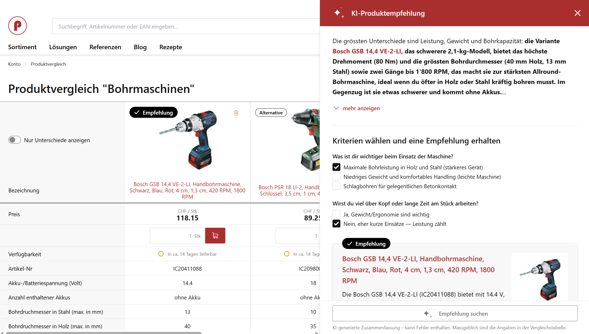 Polynorm E-Business Plattform KI-Produktempfehlung