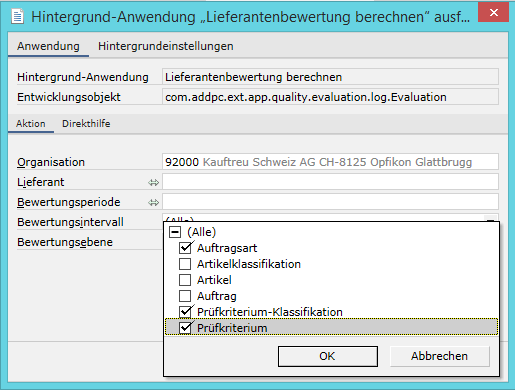 Berechnung der Lieferantenbewertung in der QS-App für CEE